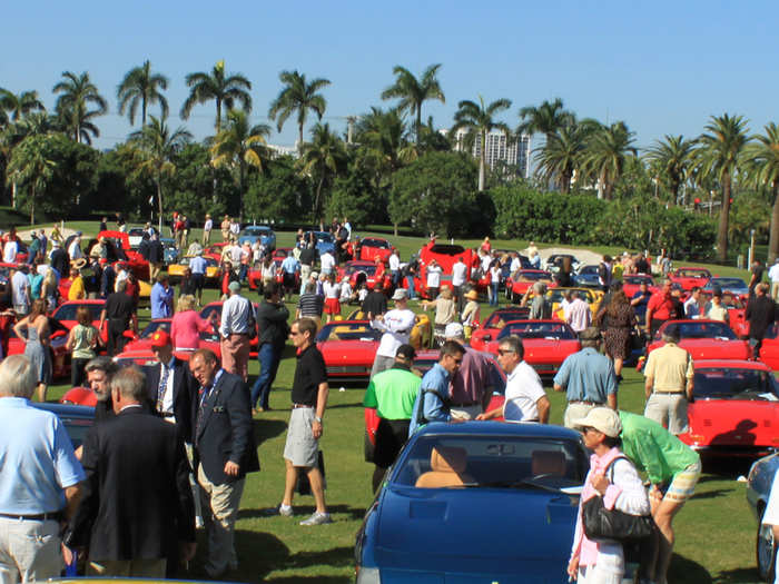 The bulk of the Ferraris were on display on the larger, lower field. We saw plenty of Ferrari red.