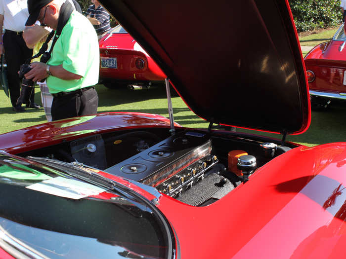 We got a glimpse under the hood of a 275 GTB from 1965, also Ferrari red.