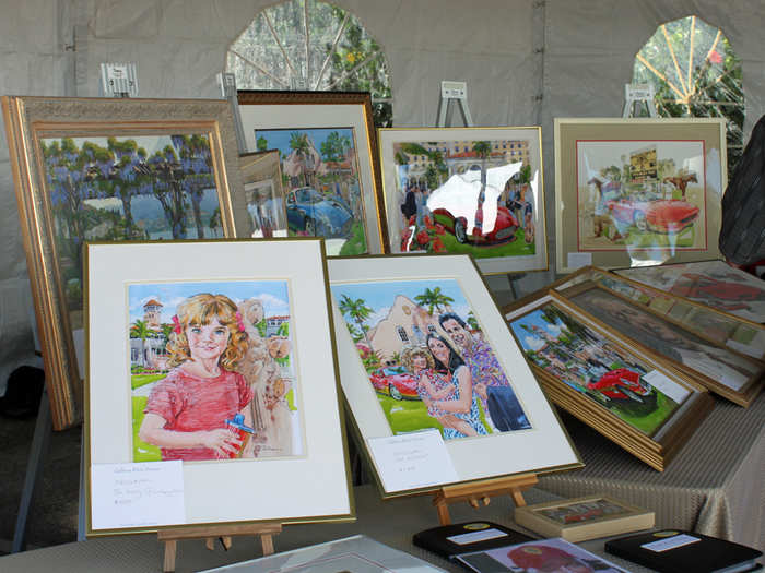 One artist was even selling family portraits featuring the family sports car.