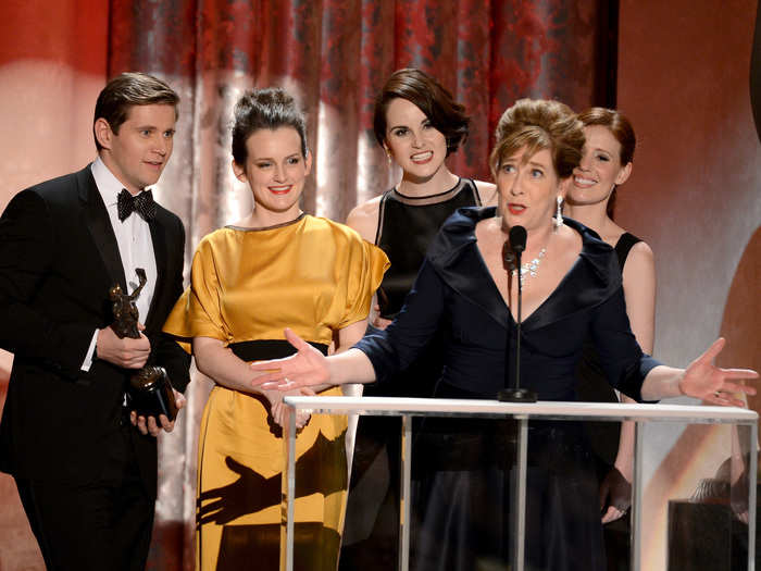 "Shut the french windows!" "Downton Abbey" shocked everyone by beating out "Mad Men," "Homeland," and "Breaking Bad" for best ensemble in a drama series.