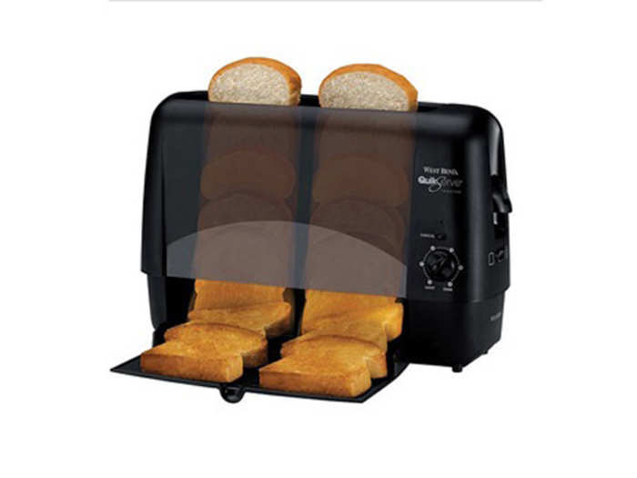 Another neat space saver for the kitchen, this $39 skinny toaster simultaneously toasts both sides of the bread.