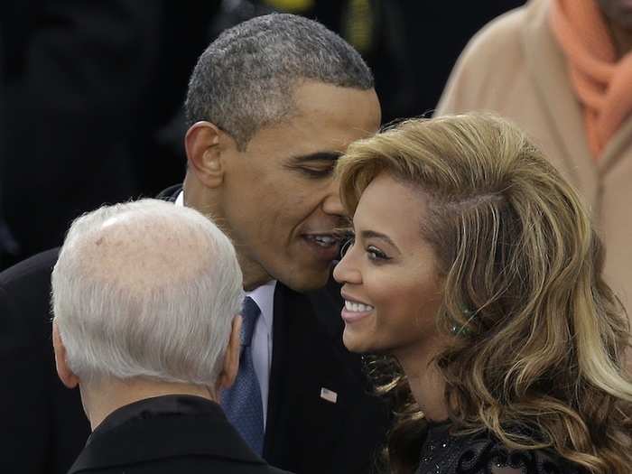 Obama also stole a moment with Beyonce.