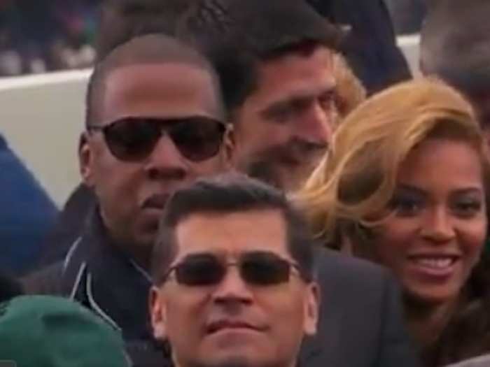 So did Paul Ryan — the 2012 Republican vice presidential candidate was stuck behind Beyonce and Jay-Z as they left the platform after the ceremony.