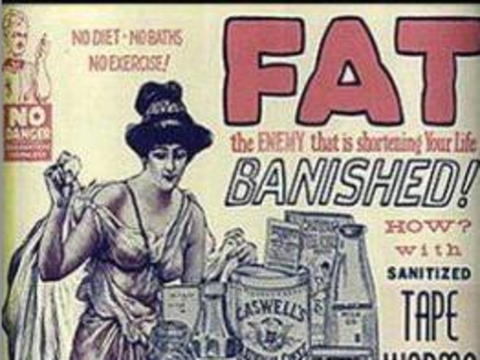 1910s: Tape worms: the miracle diet.