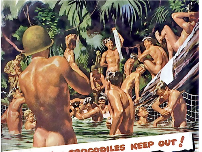 1943:  A naked army bonding party?