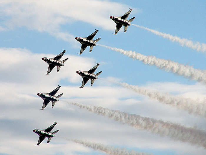 The Air Force Thunderbirds perform around the world and their aircraft of choice is the incredible F-16.