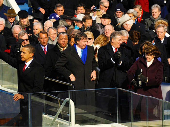 As he takes the oath of office, the President will be flanked by Secret Service agents and protected by bulletproof shields.