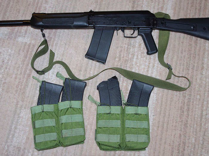 The totally-legal Russian-made Saiga fully-automatic shotgun takes a 10 round magazine and can inflict plenty of damage.