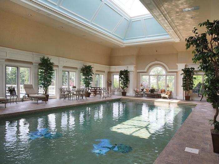 The indoor salt water pool is the size of a hotel pool.