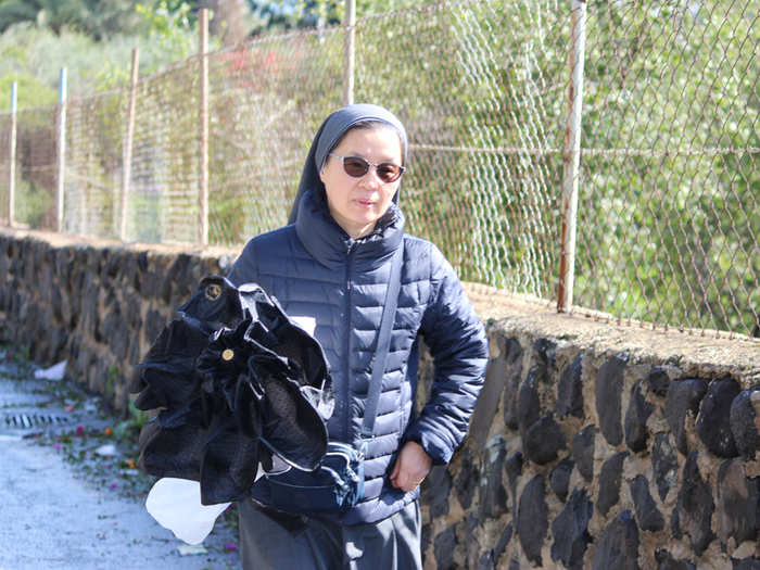 A nun from South Korea arrives at Capernaum well-prepared.