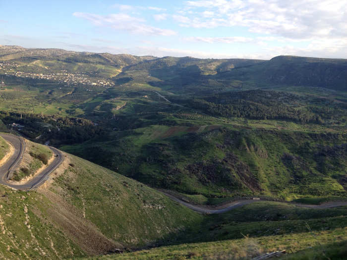 The Rand Paul tour bus winds its way up to the Golan Heights, the disputed territory along Israel