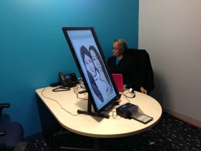 Jeanette Madden draws two Yammer employees.