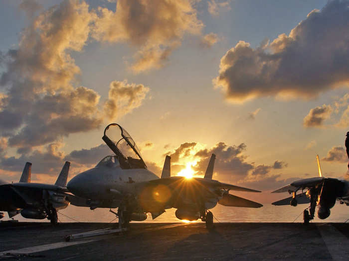 The Navy first acquired the F-14 for long range intercept and air superiority missions.