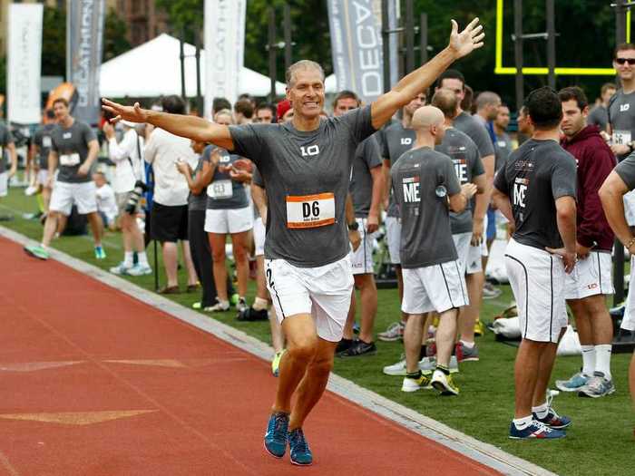 John Osbon, who runs index-only investment boutique firm Osbon Capital Management, running the 400 meters.