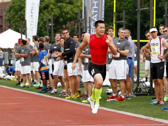 Jay Li of Trafalete & Co. won the 400 meter run. Li won the strongest man part of the competition. He will get to appear on packaging of Health Warrior chia bar products.