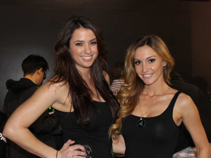 The Razer gamer booth was packed with video games and babes.