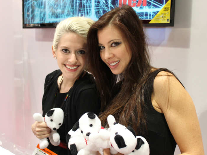 RCA had models giving away plushy dogs. The catch was you had to like the company on Facebook to get the prize.