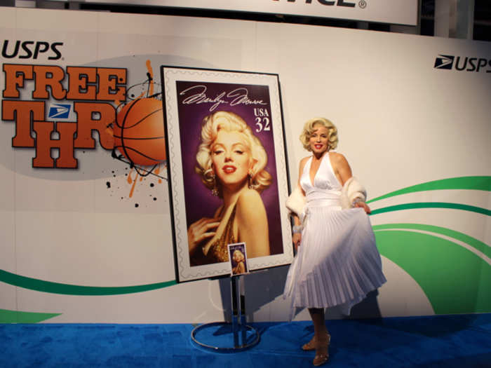 Our favorite model was at USPS booth where they had "Marilyn Monroe"  commemorate the release of the famous icon