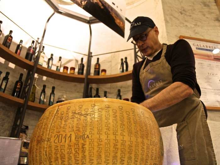 The cheese station also has plenty of Parmigiano Reggiano. Mario Batali refers to it as the "undisputed king of all cheeses."