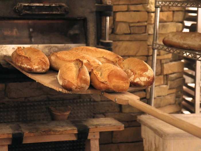 The bread is baked at about 500 degrees.