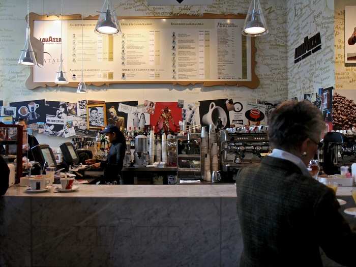 After passing through the various food stations you can stop for a coffee at the espresso bar...