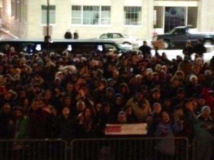 Same-sex couples lined up to get their marriage licenses or cheer on their friends in Maine on Dec. 29.