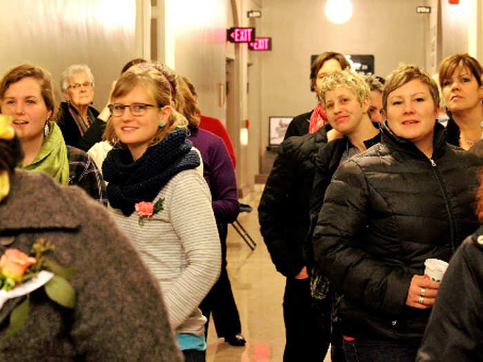 That crowd lined up down the hallway of the clerk