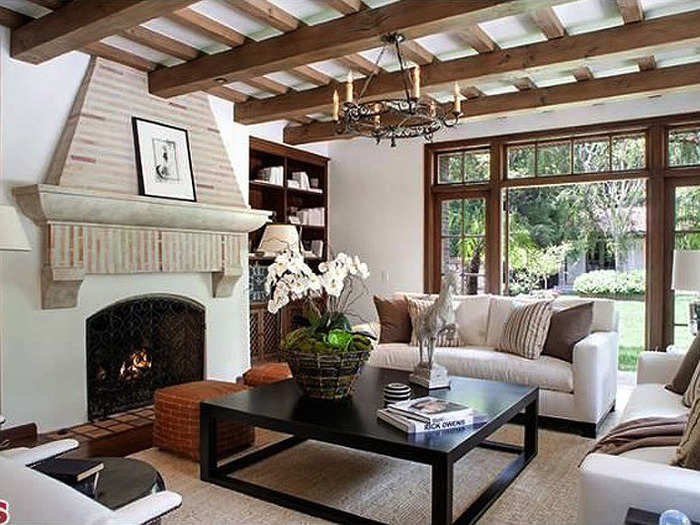 You can get a good look at the stenciled ceiling beams in this space, which overlooks the backyard.