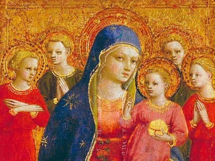 "Mary And Child With Angels" by Fra Angelico (~1425). Fra Angelico helped kick off the Renaissance with enigmatic depictions of classic religious subjects.