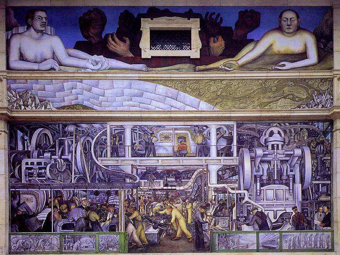 "Detroit Industry" by Diego Rivera (1933). This is the most important in the entire museum, as Rivera painted it fresco-style on the building