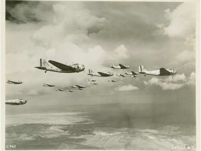 US Army airplanes in formation (date unknown).