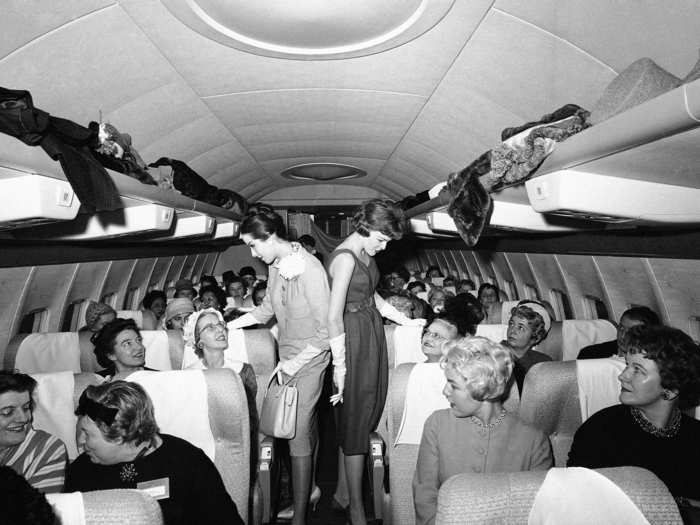 January 1959 - A fashion show took place 30,000 feet above New York aboard this American Airlines jetliner.