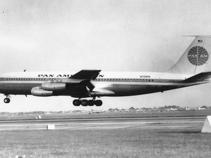 September 8, 1959 - A Pan Am Boeing 707, the first American-built jet airliner to land in Britain, lands in London. 10 crew members and 23 passengers made the historic trip from New York.