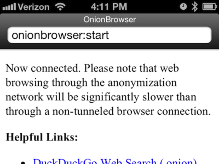 And here we are at Onion Browser