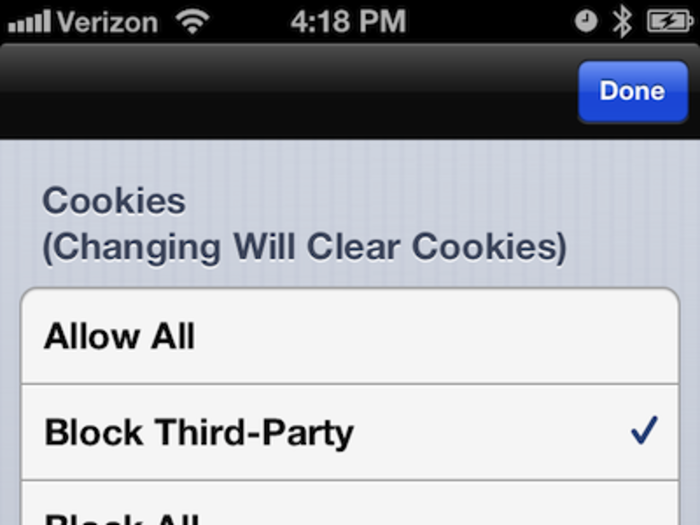 You can set your preferences on what to do with cookies – if you