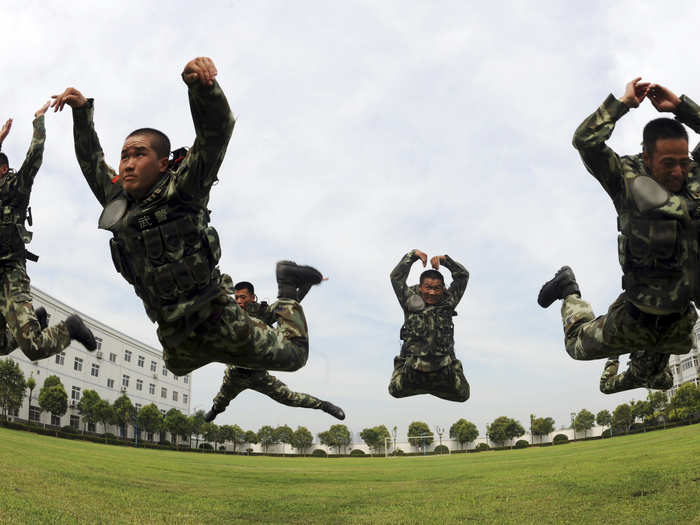 They practice crazy synchronized jumps.