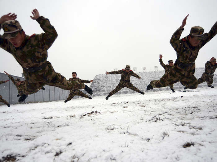 In the snow.