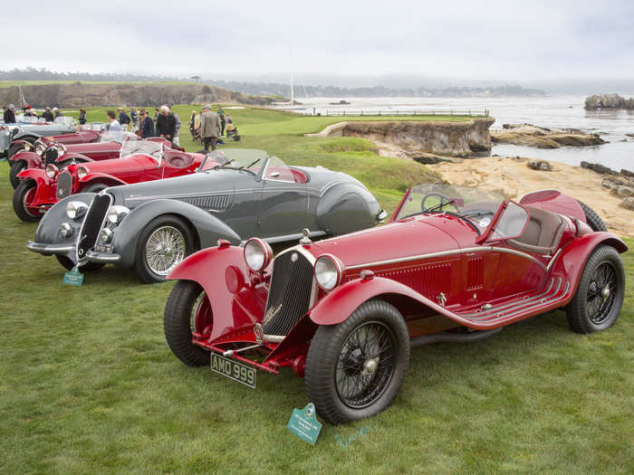 There were some impressive groups of cars, including 12 Alpha Romero 8Cs, all lined up here.