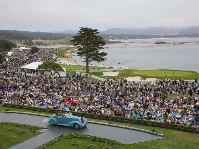 The show attracted a big crowd to the eighteenth fairway at Pebble Beach.