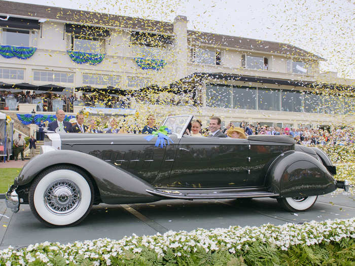 So the best car to be buried in? This 1934 Packard 1108 Twelve Dietrich Convertible Victoria took Best of Show, making owners Joseph and Margie Cassini III quite proud.