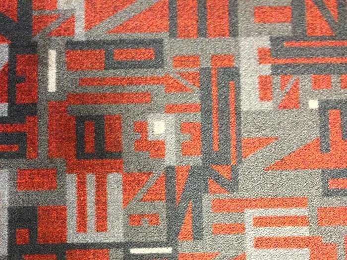 BONUS: This custom ESPN rug runs throughout many of the buildings (not in the cafeteria, though)