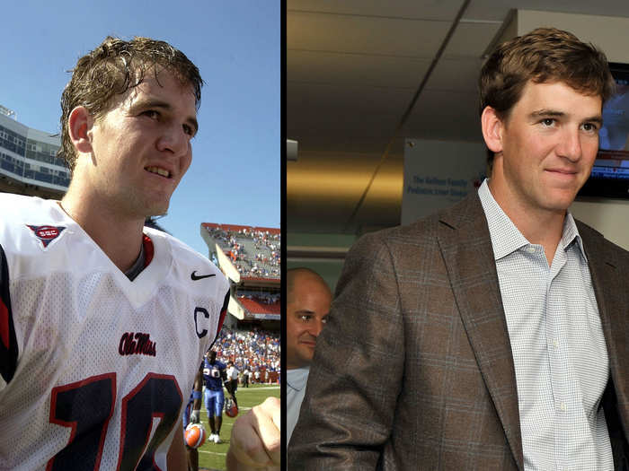 Eli Manning in 2003 (age 22) and today