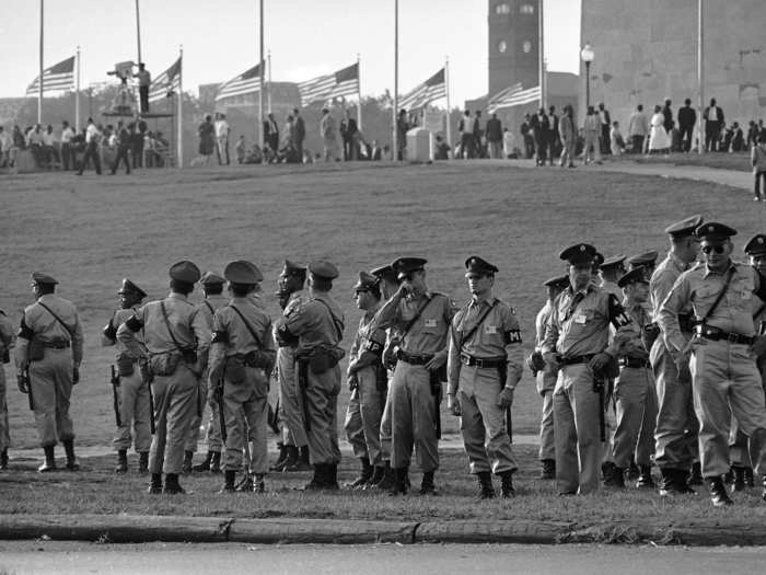 As protestors began to arrive at the National Mall, they were greeted by thousands of military police — security for "expected" violence at the event.