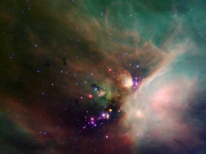 This photo of Rho Ophiuchi dark cloud contains more than 300 newborn stars. It