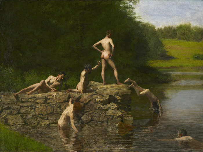 This oil painting, "Swimming," by Thomas Eakins, came directly from the Amon Carter Museum in Fort Worth, Texas.