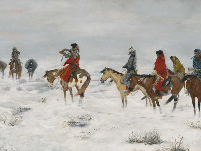 As did "Lost in a Snowstorm – We Are Friends," by Charles M. Russell, another oil painting on canvas.