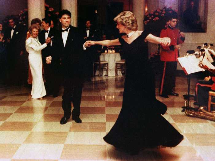 Princess Diana dances with John Travolta at a 1985 White House dinner.