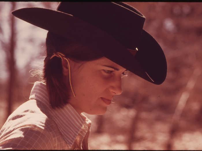 Young Woman from San Antonio, Texas, Who Spends Her Vacations in Leakey, Texas, Because She Likes the People and Has Many Friends in the Town. Near San Antonio 12/1973