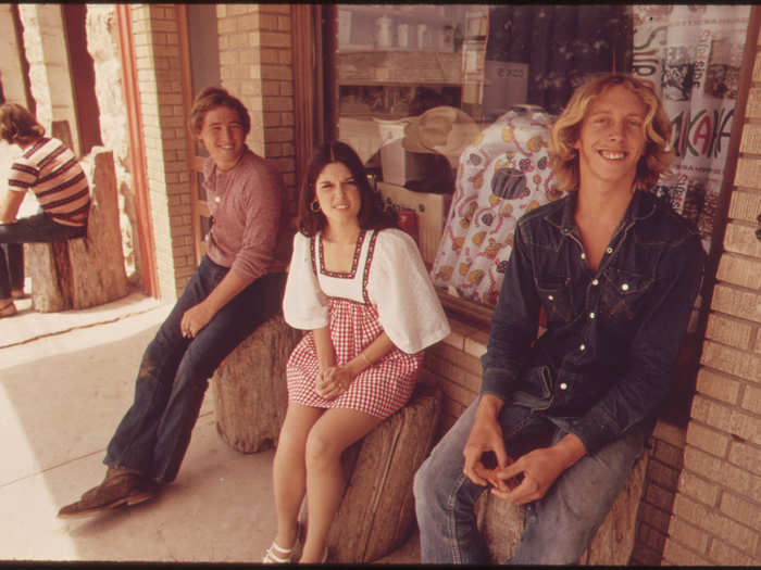 Miss Junior Texas Shown with Friends in Leakey, Texas, Her Home Town, near San Antonio, 05/1973