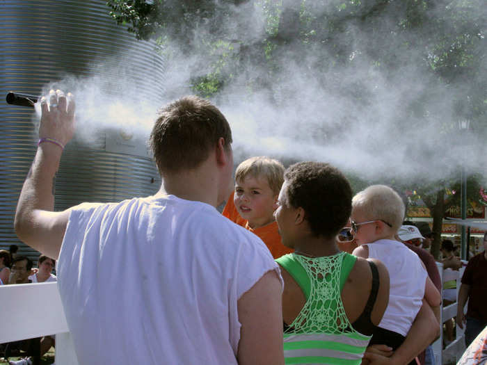 It can get pretty hot at the fair, so look out for these mist-sprayers staggered throughout the streets.